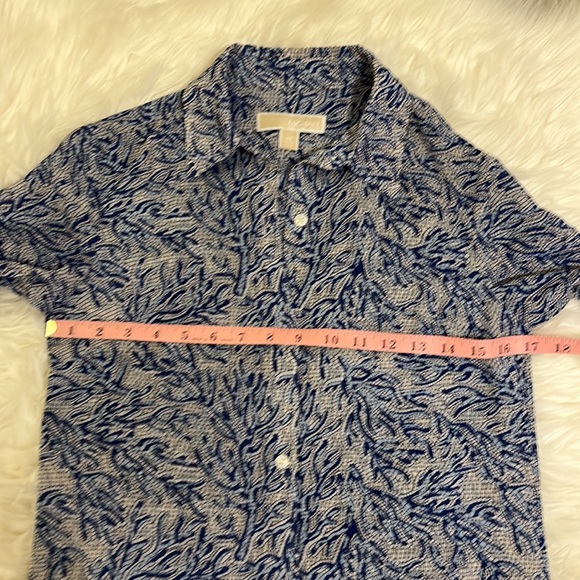 MICHAEL Michael Kors Blue Coral Mosaic Georgette Shirt Maxi Dress - Picture 7 of 15